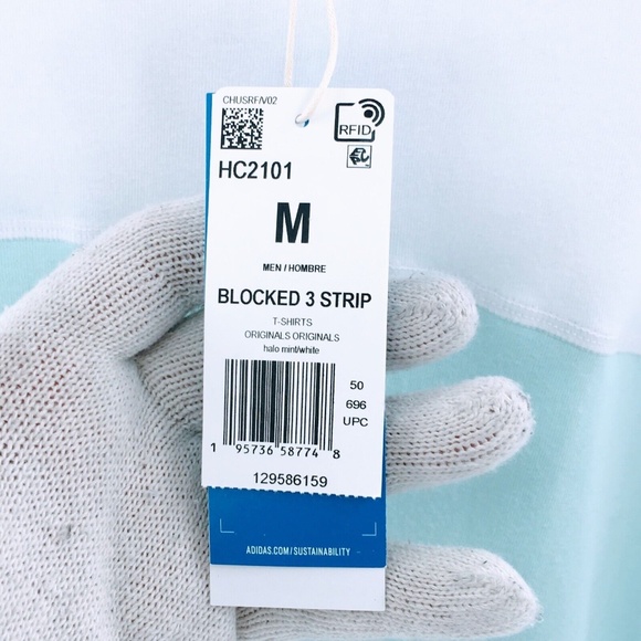 Adidas Originals Mens T Shirt White Teal Colorblock Trefoil Center Logo Sz M - Picture 14 of 14